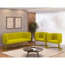 Ver imagem 2 de Kit 2 Poltronas + Sofá 2 Lugares Base de Metal Gold Balaqui