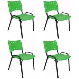 Kit com 4 Cadeiras Iso para Escola Escritório Comércio Verde Base Preta Ecomhome - 2