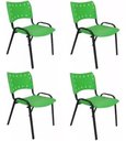 Ver imagem 2 de Kit com 4 Cadeiras Iso para Escola Escritório Comércio Verde Base Preta Ecomhome
