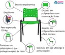 Ver imagem 7 de Kit com 4 Cadeiras Iso para Escola Escritório Comércio Verde Base Preta Ecomhome