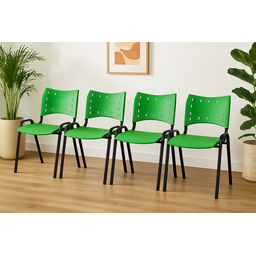 Kit com 4 Cadeiras Iso para Escola Escritório Comércio Verde Base Preta Ecomhome - 1