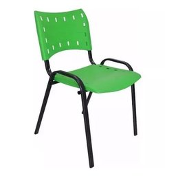 Kit com 4 Cadeiras Iso para Escola Escritório Comércio Verde Base Preta Ecomhome - 5