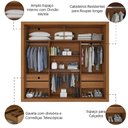 Ver imagem 2 de Guarda Roupas Casal Ripado 2 Portas de Correr 4 Gavetas Trianon Zanzini Madeirado