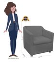 Ver imagem 3 de Poltrona Decorativa Tilla Suede Cinza - Vallisa Decor