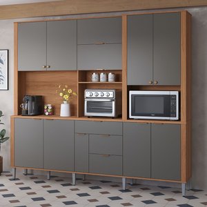 Kit Cozinha Compacta 240cm com 10 Portas e 4 Gavetas Astra Lukaliam Móveis