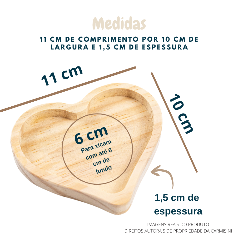 Pires de Xícara de Madeira Pires Coração - 3