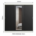 Ver imagem 3 de Guarda-roupa Casal Madesa Kansas 3 Portas de Correr com Espelho 3 Gavetas
