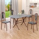 Ver imagem 1 de Conjunto Sala de Jantar Mesa Retangular 100x60cm Tampo Granito Ocre 4 Cadeiras Linda Yescasa