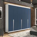 Ver imagem 2 de Roupeiro Casal 6 Portas 4 Gavetas Porto Branco e Azul Politorno