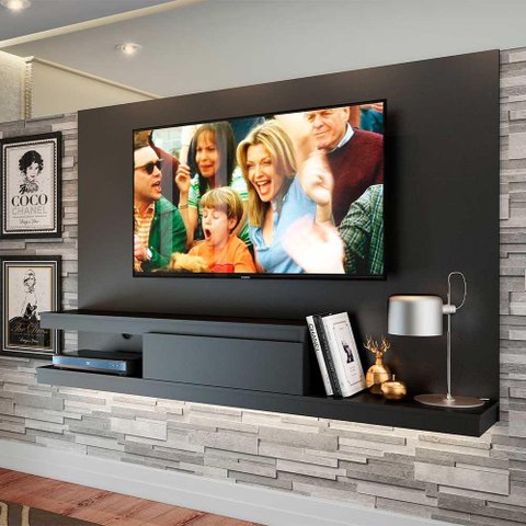 Painel Home de Tv com Gaveta 3 Prateleiras 134,4cm Preto