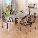 Ver imagem 1 de Conjunto Sala de Jantar Mesa Retangular 140x75cm Tampo Granito Ocre 6 Cadeiras Linda Yescasa