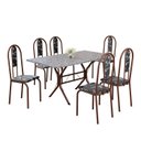 Ver imagem 2 de Conjunto Sala de Jantar Mesa Retangular 140x75cm Tampo Granito Ocre 6 Cadeiras Linda Yescasa