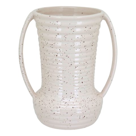 Vaso Decorativo Enfeite Casa Cerâmica 23x20x20cm Marfim