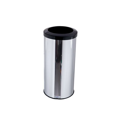 Lixeira Inox 25L Aro Esmaltado Cesto De Lixo Reciclável Cozinha - Preto