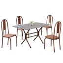 Ver imagem 2 de Conjunto Sala de Jantar Mesa Retangular 100x60cm Tampo Granito Ocre 4 Cadeiras Linda Yescasa Marrom