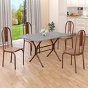 Ver imagem 1 de Conjunto Sala de Jantar Mesa Retangular 100x60cm Tampo Granito Ocre 4 Cadeiras Linda Yescasa