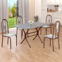 Ver imagem 1 de Conjunto Sala de Jantar Mesa Retangular 100x60cm Tampo Granito Ocre 4 Cadeiras Linda Yescasa