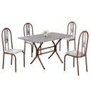 Ver imagem 2 de Conjunto Sala de Jantar Mesa Retangular 100x60cm Tampo Granito Ocre 4 Cadeiras Linda Yescasa