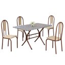 Ver imagem 2 de Conjunto Sala de Jantar Mesa Retangular 100x60cm Tampo Granito Ocre 4 Cadeiras Linda Yescasa