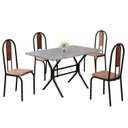 Ver imagem 2 de Conjunto Sala de Jantar Mesa Retangular 100x60cm Tampo Granito Ocre 4 Cadeiras Linda Yescasa