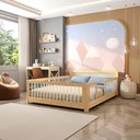 Ver imagem 1 de Cama Infantil Casal Montessoriano Wave com Rattan Casatema MadeiraOriginals Bege/Marrom/Branco