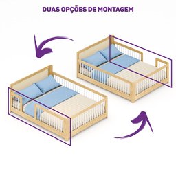 Cama Infantil Casal Montessoriano Wave com Rattan Casatema - 5