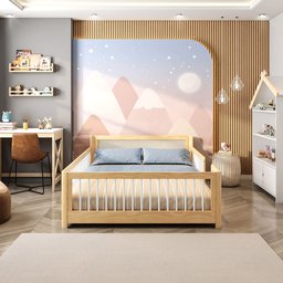 Cama Infantil Casal Montessoriano Wave com Rattan Casatema - 4