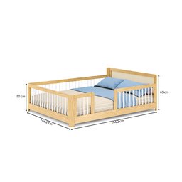 Cama Infantil Casal Montessoriano Wave com Rattan Casatema - 3