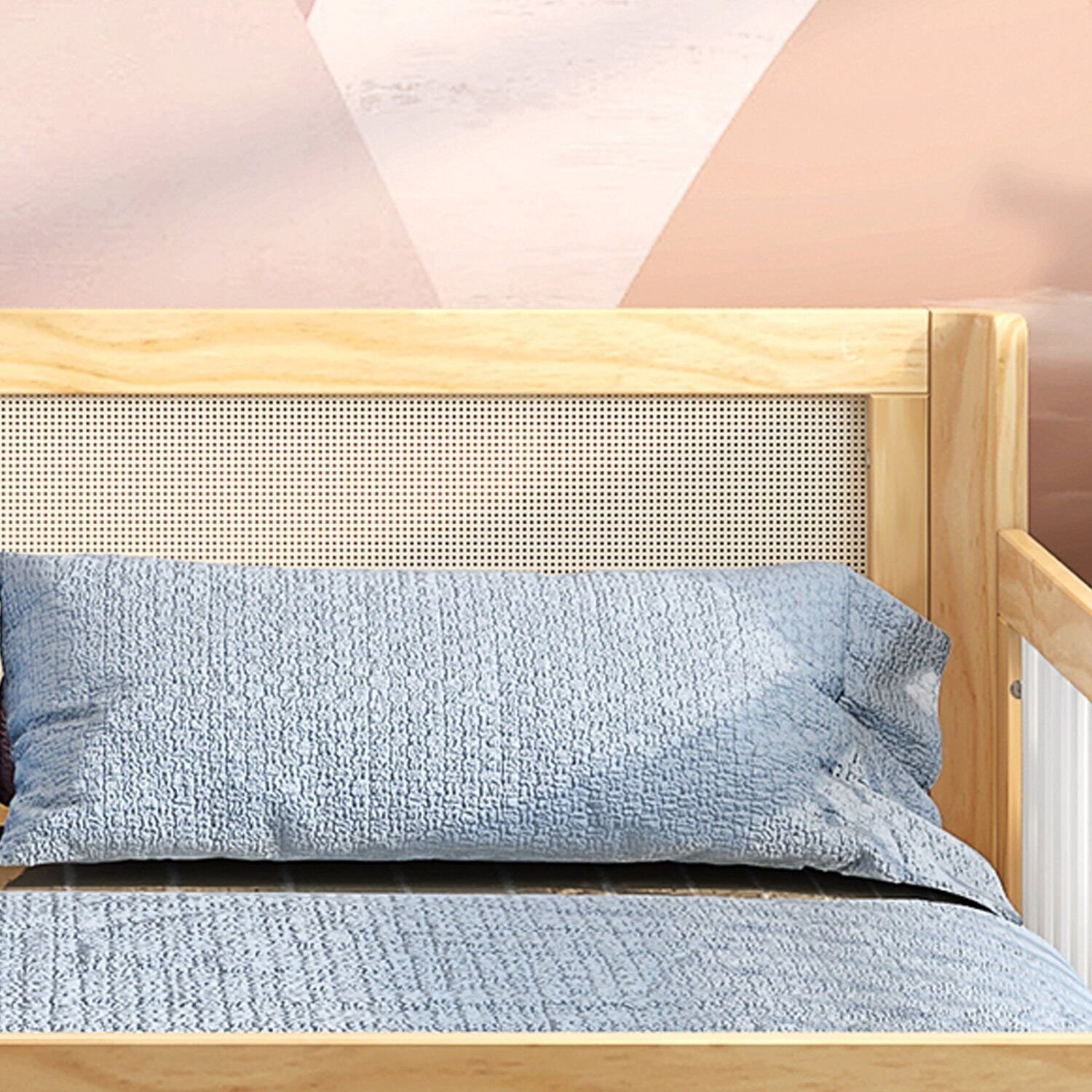Cama Infantil Casal Montessoriano Wave com Rattan Casatema - 6