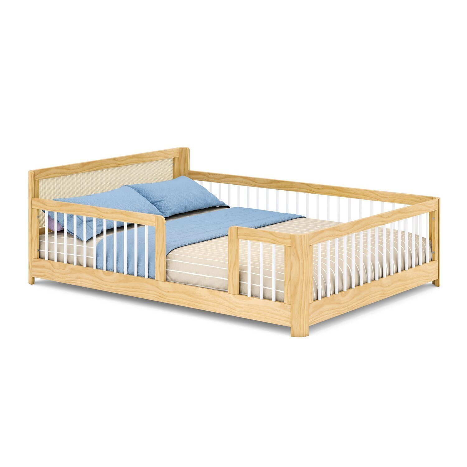 Cama Infantil Casal Montessoriano Wave com Rattan Casatema - 2