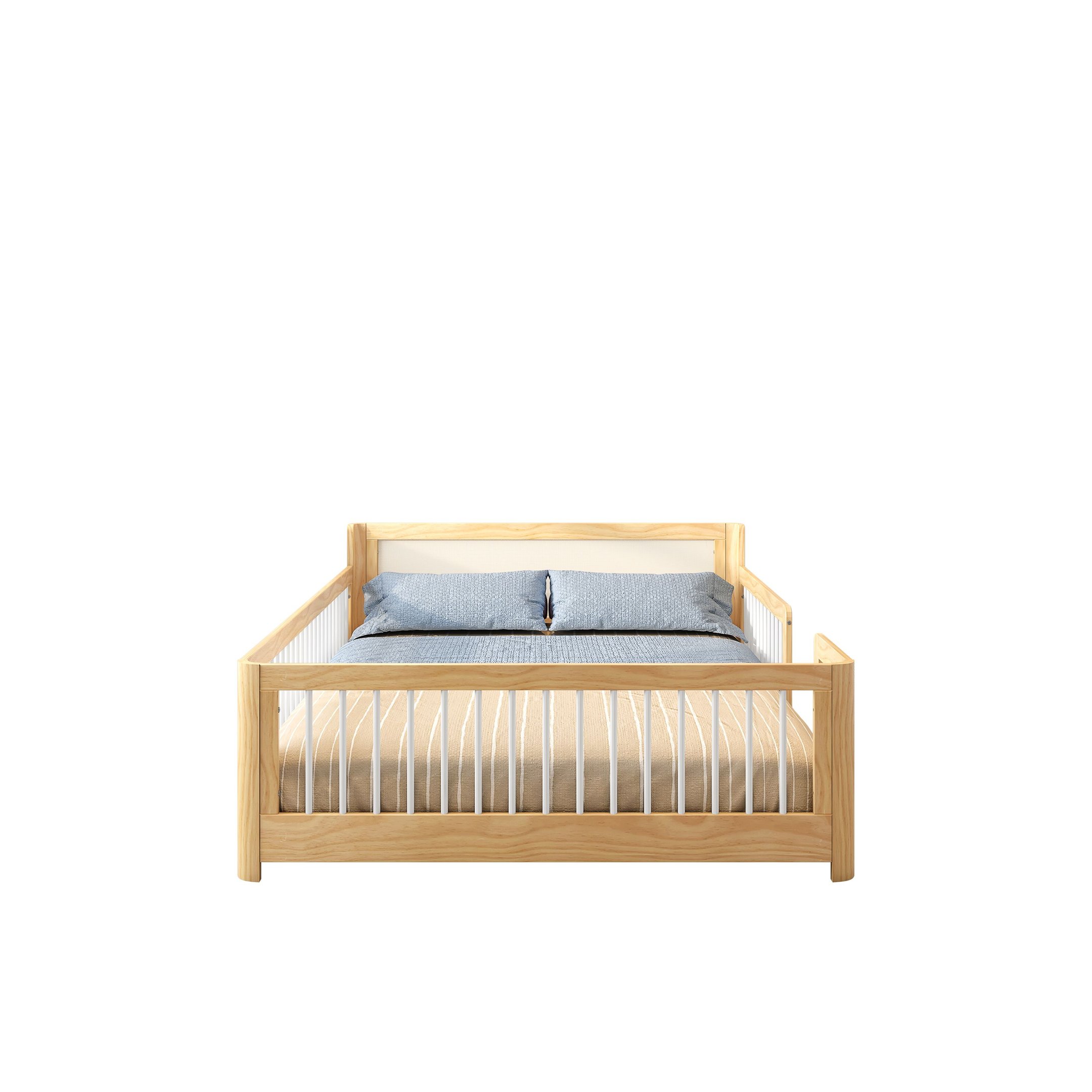 Cama Infantil Casal Montessoriano Wave com Rattan Casatema - 13
