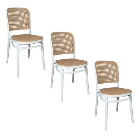 Kit 3 Cadeiras de Jantar Roma Plástico Polipropileno Branco