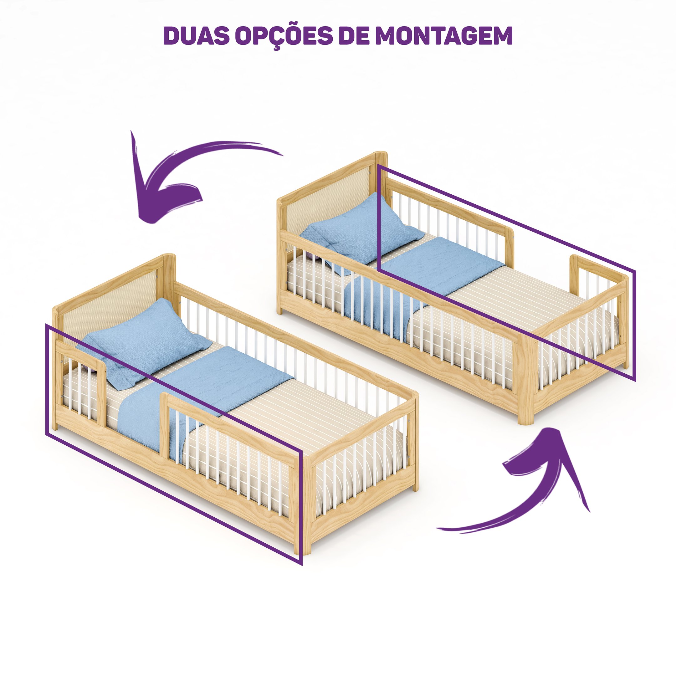 Cama Infantil Solteiro Montessoriano Wave com Rattan Casatema - 11