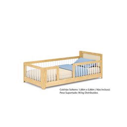 Cama Infantil Solteiro Montessoriano Wave com Rattan Casatema - 12