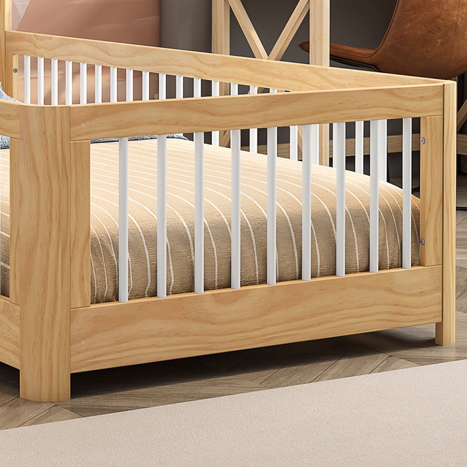 Cama Infantil Solteiro Montessoriano Wave com Rattan Casatema - 6