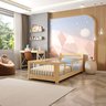 Cama Infantil Solteiro Montessoriano Wave com Rattan Casatema - 1
