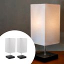 Ver imagem 1 de Kit 2 Abajur Luminaria de Mesa Quadrado Mdf Interruptor Ref 49 Decoração Casa Sala Quarto Escritório