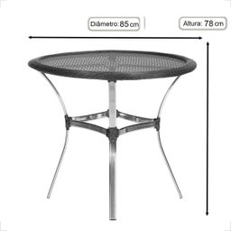 Mesa de Aluminio Polido e Tampo Tramado em Fibra Sintética para Jardim, Area Externa, Varanda - Pret - 2