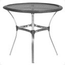 Ver imagem 1 de Mesa de Aluminio Polido e Tampo Tramado em Fibra Sintética para Jardim, Area Externa, Varanda - Pret