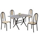 Ver imagem 2 de Conjunto Sala de Jantar Mesa Retangular 100x60cm Tampo Granito Ocre 4 Cadeiras Linda Yescasa