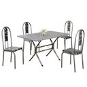 Ver imagem 2 de Conjunto Sala de Jantar Mesa Retangular 100x60cm Tampo Granito Ocre 4 Cadeiras Linda Yescasa Prata/Preto Floral