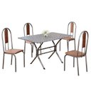 Ver imagem 2 de Conjunto Sala de Jantar Mesa Retangular 100x60cm Tampo Granito Ocre 4 Cadeiras Linda Yescasa