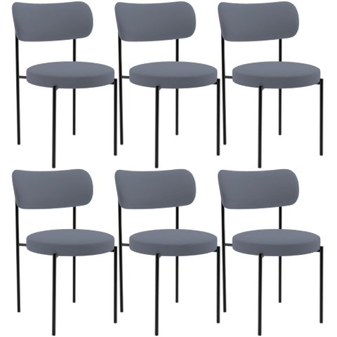Kit 06 Cadeiras Estofadas para Sala de Jantar Louise L02 Suede Cinza - Lyam Decor