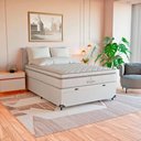Ver imagem 3 de Cama Box Baú Casal + Colchão Paris Molas Ensacadas Branco Couro Branco/branco