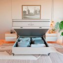 Ver imagem 2 de Cama Box Baú Casal + Colchão Paris Molas Ensacadas Branco Couro Branco/branco