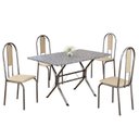 Ver imagem 2 de Conjunto Sala de Jantar Mesa Retangular 100x60cm Tampo Granito Ocre 4 Cadeiras Linda Yescasa
