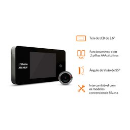 Olho Mágico Digital, Tela Lcd 2,6" Essential Preto - Silvana - 2