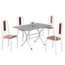 Ver imagem 2 de Conjunto Sala de Jantar Mesa Retangular 100x60cm Tampo Granito Ocre 4 Cadeiras Linda Yescasa