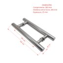 Ver imagem 2 de Puxador H duplo 30x20cm tubular redondo para porta de vidro e portão - Cromado