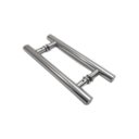 Ver imagem 1 de Puxador H duplo 30x20cm tubular redondo para porta de vidro e portão - Cromado